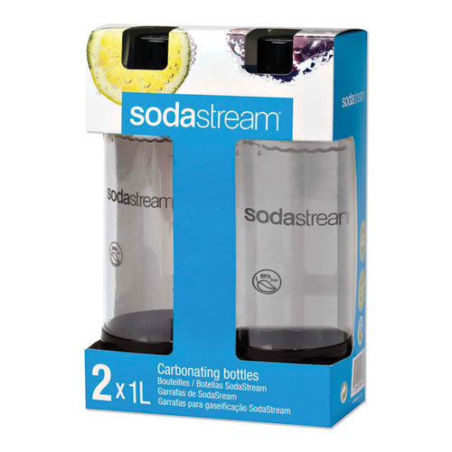 Carbonating Bottle Twin Pack, Plastic, 33 Oz, Clear/black