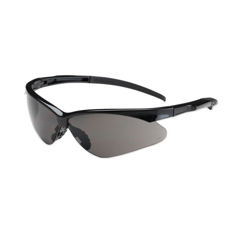 Adversary Semi-rimless Safety Glasses, Scratch-resistant, Black Frame, Gray Lens