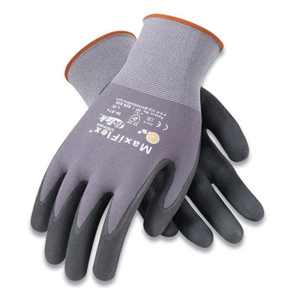 Ultimate Seamless Knit Nylon Gloves, Nitrile Coated Microfoam Grip On Palm And Fingers, X-large, Gray, 12 Pairs