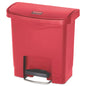 Streamline Resin Step-on Container, Front Step Style, 4 Gal, Polyethylene, Red