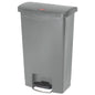 Streamline Resin Step-on Container, Front Step Style, 13 Gal, Polyethylene, Gray