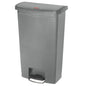 Streamline Resin Step-on Container, Front Step Style, 18 Gal, Polyethylene, Gray