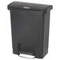 Streamline Resin Step-on Container, Front Step Style, 8 Gal, Polyethylene, Black