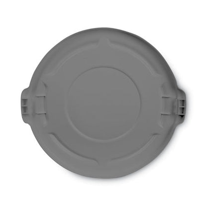 Brute Self-draining Flat Top Lids For 55 Gal Round Brute Containers, 26.75" Diameter, Gray