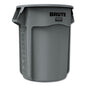 Vented Round Brute Container, 55 Gal, Plastic, Gray