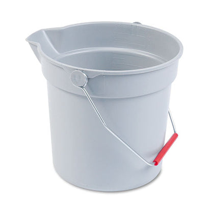 10 Quart Plastic Utility Pail, Plastic, Gray, 10.5" Dia