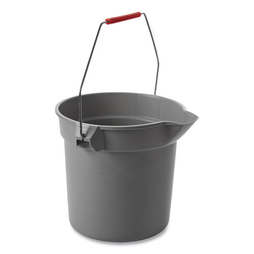 10 Quart Plastic Utility Pail, Plastic, Gray, 10.5" Dia