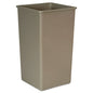 Untouchable Square Waste Receptacle, 50 Gal, Plastic, Beige