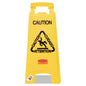 Multilingual "caution" Floor Sign,  11 X 12 X 25, Bright Yellow
