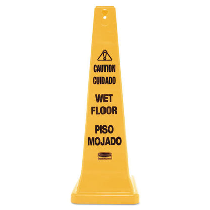 Multilingual Wet Floor Safety Cone, 12.25 X 12.25 X 36