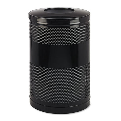 Classics Perforated Open Top Receptacle, 51 Gal, Steel, Black