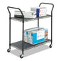 Wire Utility Cart, Metal, 2 Shelves, 400 Lb Capacity, 43.75" X 19.25" X 40.5", Black