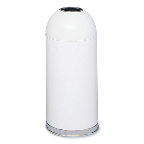 Open Top Dome Receptacle, 15 Gal, Steel, White, Ships In 1-3 Business Days