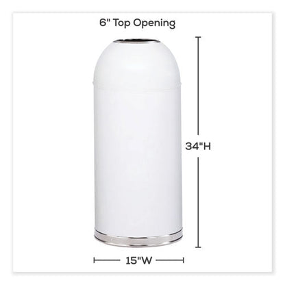 Open Top Dome Receptacle, 15 Gal, Steel, White, Ships In 1-3 Business Days