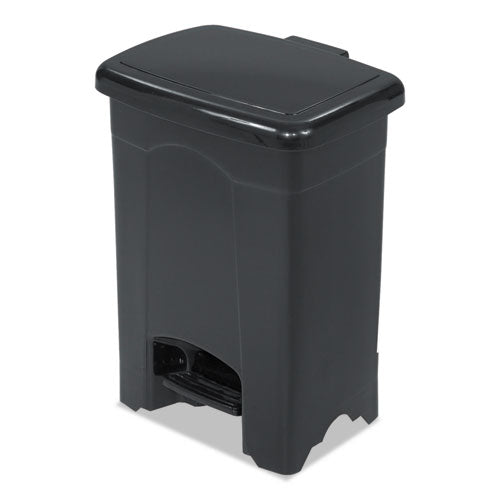 Plastic Step-on Receptacle, 4 Gal, Plastic, Black