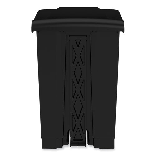 Plastic Step-on Receptacle, 12 Gal, Plastic, Black, Ships In 1-3 Business Days