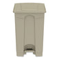 Plastic Step-on Receptacle, 12 Gal, Plastic, Tan, Ships In 1-3 Business Days