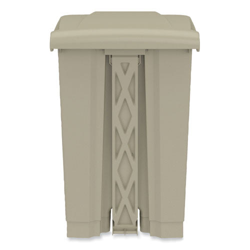 Plastic Step-on Receptacle, 12 Gal, Plastic, Tan, Ships In 1-3 Business Days