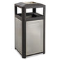 Evos Series Steel Waste Container, 38 Gal, Steel, Black