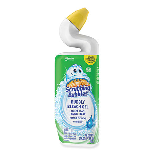 Bubbly Bleach Gel Disinfecting Toilet Bowl Cleaner, Rainshower Scent, 24 Oz Bottle