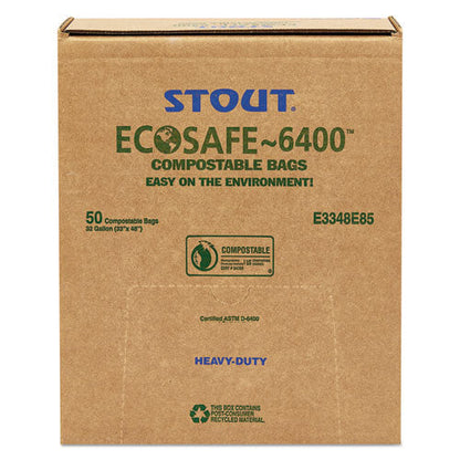 Ecosafe-6400 Bags, 32 Gal, 0.85 Mil, 33" X 48", Green, 50/box