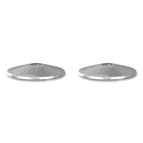 Adjusta-tape Crowd Control Stanchion Base Only, Polished Aluminum, 14" Diameter, Silver, 2/box