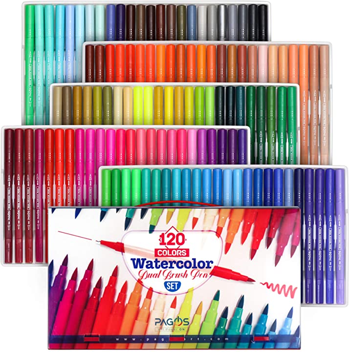 Watercolor Dual Brush Pens 120 Pieces Set