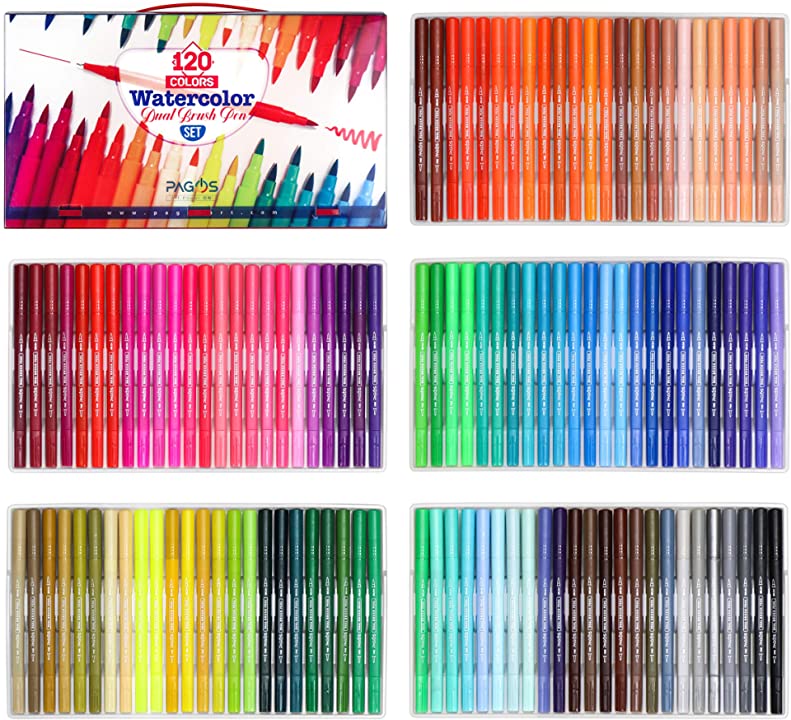 Watercolor Dual Brush Pens 120 Pieces Set